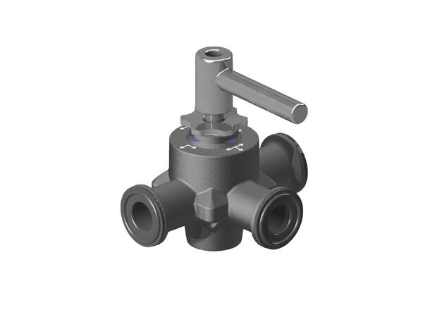 CleanCore™ 3-way valve, TC34mm, POK DN15, V-core, 1 bar 