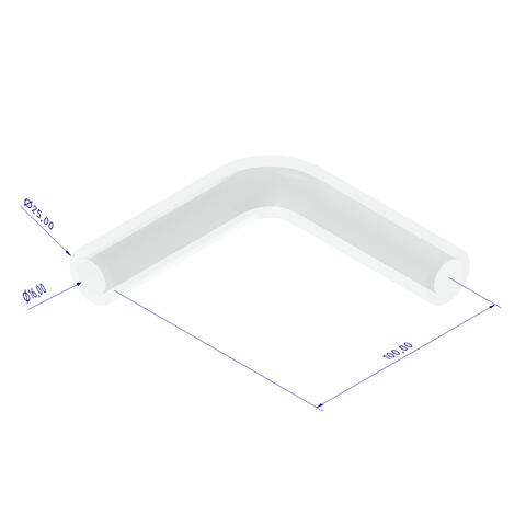 Silicone elbow, 90&#176;, 16x25mm, semi-clear 100x100mm