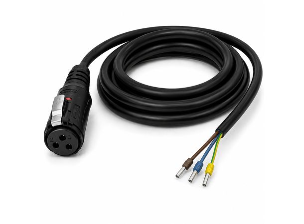 Strømkabel, 2m, LP24 3-pin, DIY crimped LP24 3-pin female 3x2.5mm2 