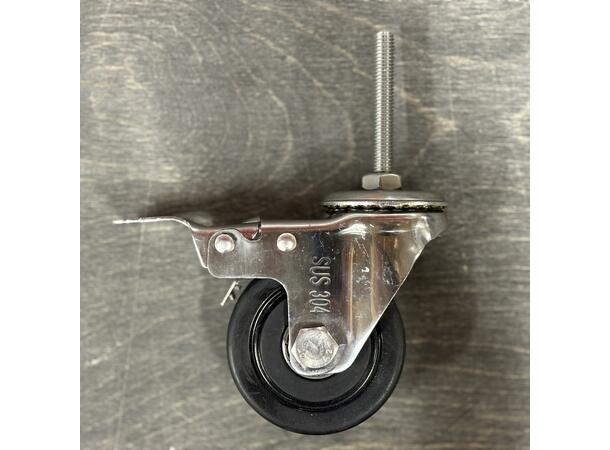 Caster wheel, Rubber, 3" with brake, M10 Swiveling wheel with brake 