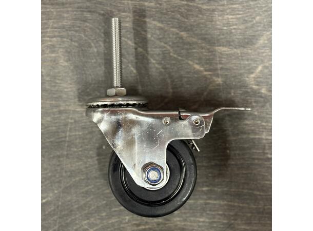 Caster wheel, Rubber, 3" with brake, M10 Swiveling wheel with brake 