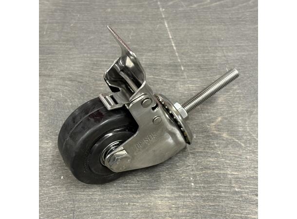 Caster wheel, Rubber, 3" with brake, M10 Swiveling wheel with brake 
